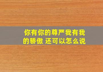 你有你的尊严我有我的骄傲 还可以怎么说